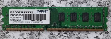 Operativ yaddaş (RAM): Operativ yaddaş (RAM) Patriot Memory, 2 GB, 1333 Mhz, DDR3, PC üçün, İşlənmiş