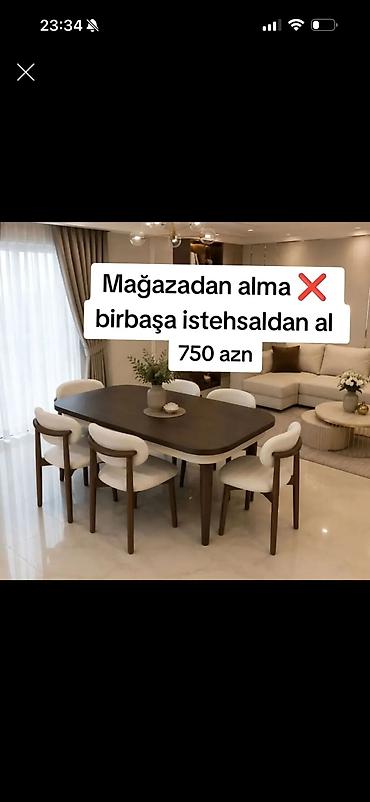 Masa və 6 ədəd stuldan ibarət yemək dəsti - Dizayn: müasir, minimal lalafo.az -da Masa və 6 ədəd stuldan ibarət yemək dəsti - Dizayn: müasir, minimal