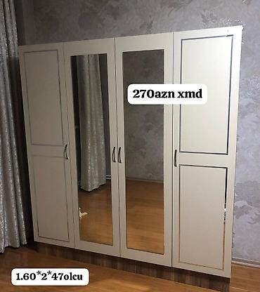 gencede islenmis mebeller: Dörd qapılı paltar şkafı - Rəng: açıq krem - Ölçü: 1.60 × 2 × 47 sm — 1