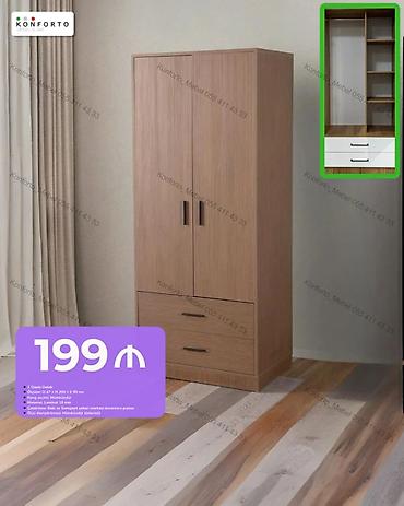 İki qapılı geyim dolabı - Ölçülər: 47 sm (dərinlik) x 200 sm