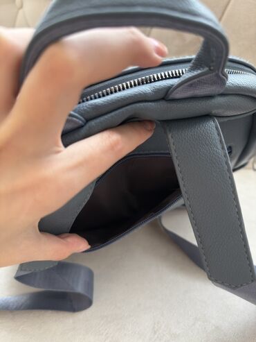 Çantalar: Mavi rəngli şəhər tipli bel çantası - Material: yumşaq teksturalı — 9