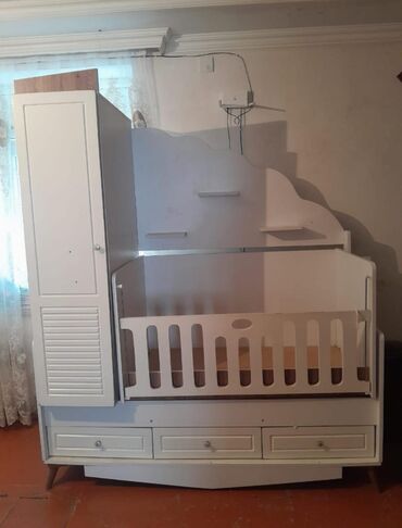Ev üçün digər mallar: Çoxfunksiyalı uşaq beşiyi və modul mebel dəsti - Material: ağ rəngli