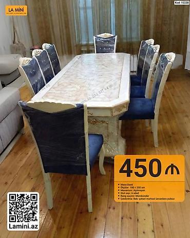 Masa dəsti - Ölçülər: 100 × 200 sm - Mexanizm: Açılmayan - Stul sayı