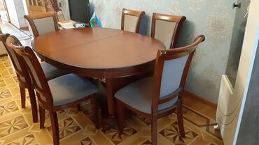 stol ikinci əl: Для гостиной, Б/у, Овальный стол, 6 стульев, Малайзия