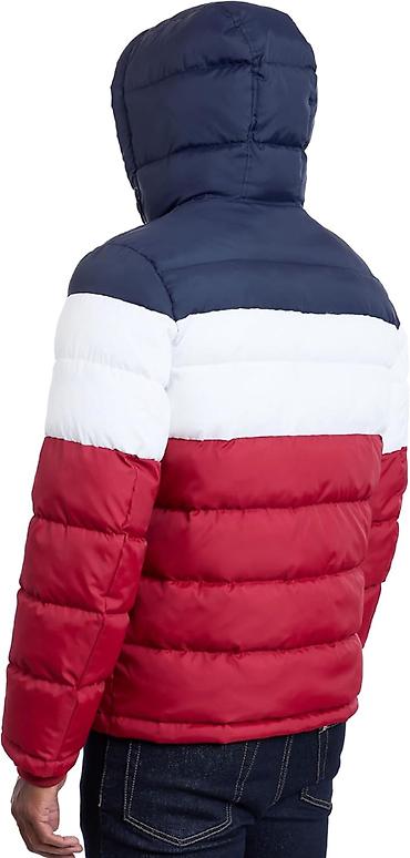 tuklu geyim: 🟦⬜️🟥Tommy Hilfiger Men's Down Alternative Hooded Puffer Jacket (Yeni) — 7