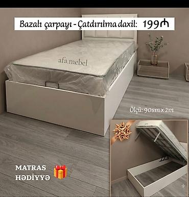 d10 mebel: Bazalı tək nəfərlik çarpayı - Ölçü: 90 sm x 2 m - Aşağı hissədə geniş — 1
