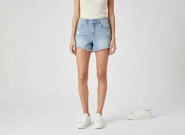 krótkie spodenki jeansowe wysoki stan: H&M, Szorty damskie, rozmiar S