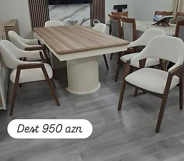 Yemək otağı mebel dəsti - Dəst: yemək masası + 6 ədəd kreslo tipli