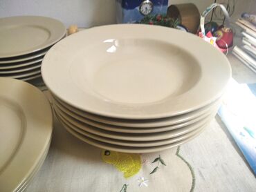 Kompleti posuđa: Komplet bež boje keramika servis 6 plitkih malih tanjira 6 dubokih — 2