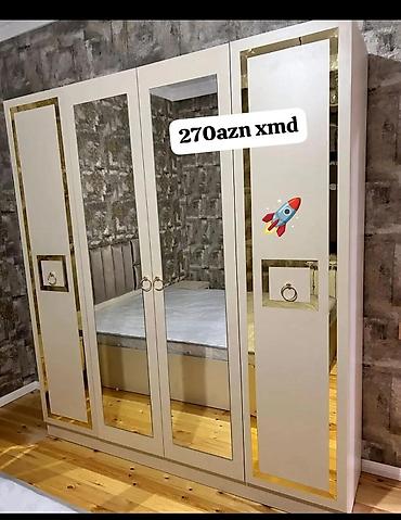 d10 mebel: Yeni, 4 qapılı, Güzgülü, Bej, Açılan, Düz dolab — 1
