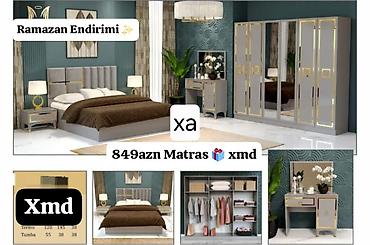 setka çarpayı: Yataq otağı mebel dəsti. Dəstə çarpayı, geniş qarderob, 2 ədəd tumbа — 1