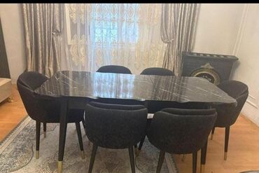 писменный стол: Qonaq otağı üçün, İşlənmiş, Açılan, Dördbucaq masa, 6 stul