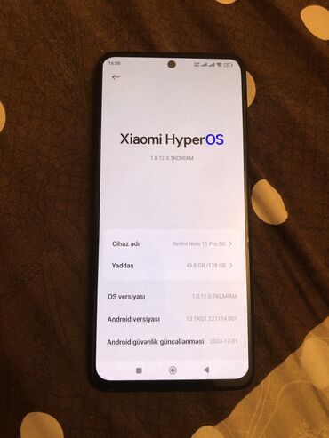 telf: Redmi Note 11 Pro, 128 GB, rəng - Qara, Zəmanət, Sensor, Barmaq izi