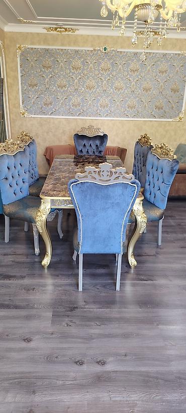 Qonaq otağı üçün, Yeni, Açılmayan, Dördbucaq masa, 6 stul