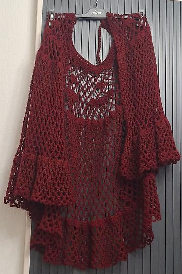 Qadın geyimləri: - Məhsul: Əl işı krujeva kimono/kardigan - Rəng: Tünd bordo (şərab — 1