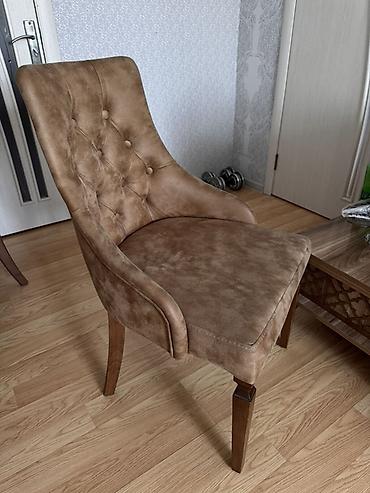 qonur rəng: 6eded stul Klassik dizaynlı yumşaq oturacaqlı stul - Rəng: isti qonur — 3
