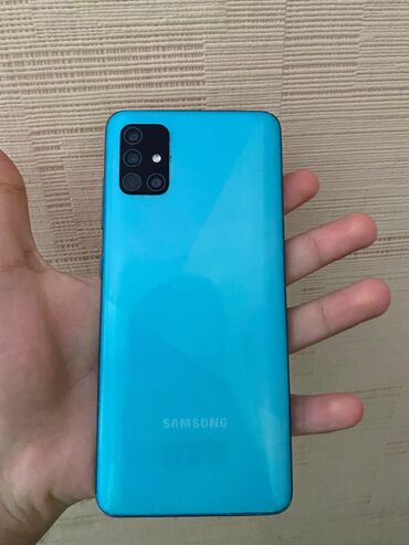 sadə telefonlar: Samsung A51, 4 GB, rəng - Göy, Barmaq izi, Face ID