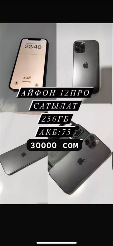 айфон каракол: IPhone 12 Pro, Колдонулган, 256 ГБ, Кара, Каптама, Бөлүп төлөө менен, 73 %