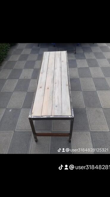 Skameykalar, lavoçkalar: Metall karkaslı skamya - Dizayn: Düz xəttli, arxalıqsız, 4 taxtalı — 18