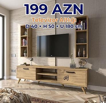 hamam refi: Televizor altlığı və divar rəfli modul dəst - Ölçülər: Dərinlik 40 sm — 1