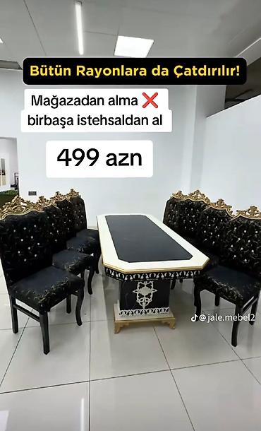 stul uzu: Qonaq otağı üçün, Yeni, Açılmayan, Dördbucaq masa, 6 stul — 1