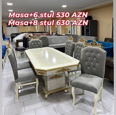 kreslo gence: Qonaq otağı üçün, Yeni, Açılmayan, Dördbucaq masa, 6 stul — 1
