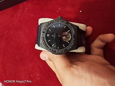 saat şəkilləri: Hublot üslubunda avtomatik mexanizmlə kişi qol saatı - Qara rəngli — 1
