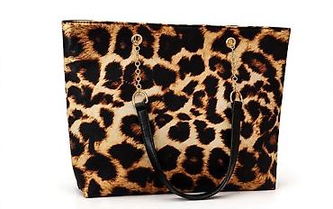 neseser sa pregradama: Torba shopper sa leopard printom - Prostrana shopper silueta idealna — 1