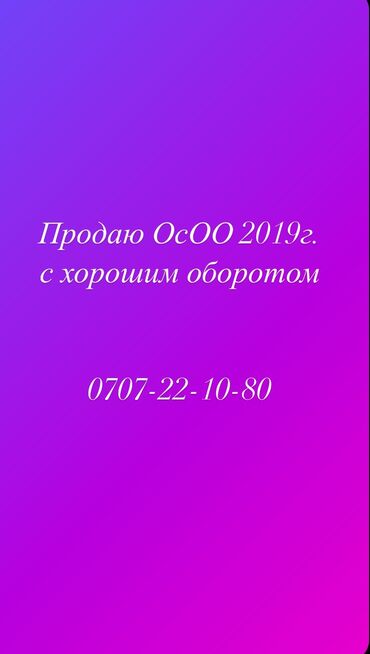 бизнес идеи: Продается ОсОО 2019г. с хорошим оборотом. Без долгов, без санкций, с