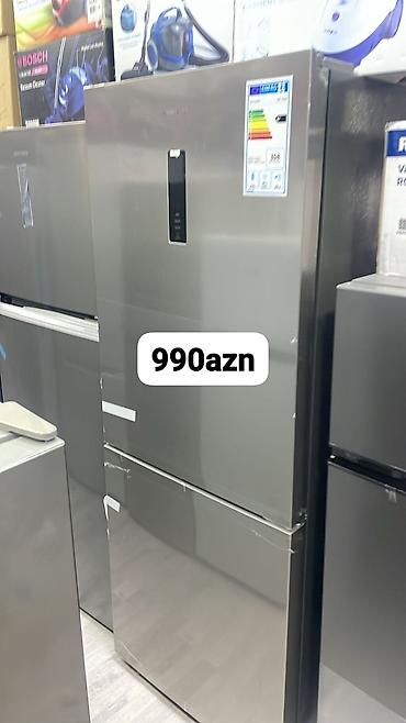 reqemsal kamera: İki qapılı, alt hissəsi dondurucu olan inox (paslanmaz rəng) soyuducu — 1