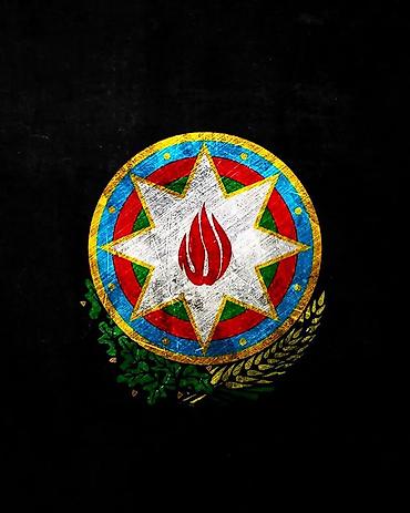 Картины и портреты: Azerbaycan gerbi temalı divar posteri - Dizayn: Qara fonda yüksək — 1