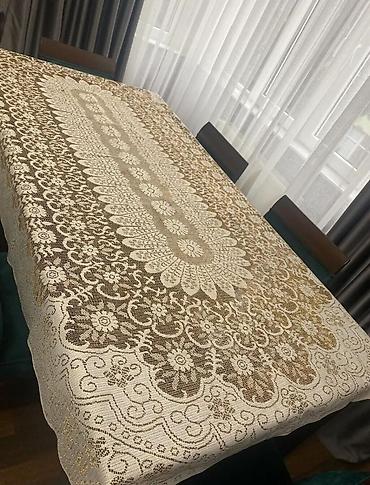 Pərdə və tüllər: Tül və pərdə dəsti - Material: Zərif naxışlı tül (ağ-krem — 15