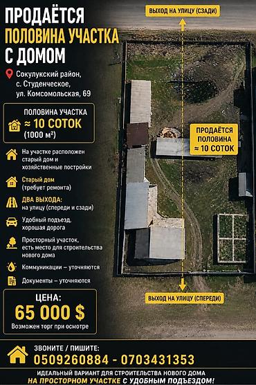 гаражи токмок: Продаётся половина участка с домом Адрес: Сокулукский район, с — 1