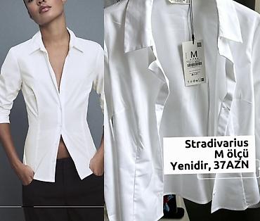 stradivarius xs: Stradivarius qadın köynəyi - Rəng: ağ - Ölçü: M (etiketlidir) — 1