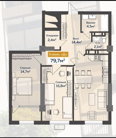 Продажа домов: 3 комнаты, 80 м², Элитка, 13 этаж, ПСО (под самоотделку)