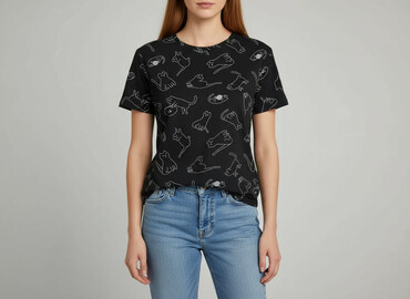 czarne t shirty w serek: T-shirt damski, rozmiar M