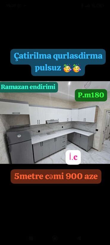 metbext mebel: Sifarişlə mətbəx mebeli Laminat p.m 180 aze çatirilma qurlasdirma