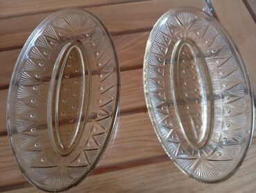 Konfet qabları: Şüşə dekorativ qablar dəsti - Mavi rəngli, əl işi kimi görünən — 5