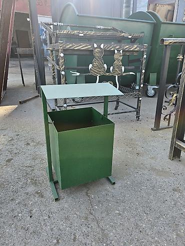19 lt su qablari: Metal küçə zibil qabı – üstü örtüklü model - Material: qalın metal — 1
