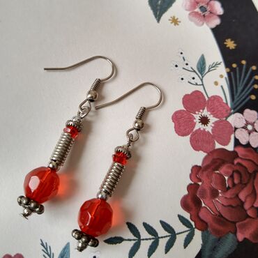 Minđuše: Dva para bilo kojih minđuša Češko staklo, poludragi kamen Potpuno — 7