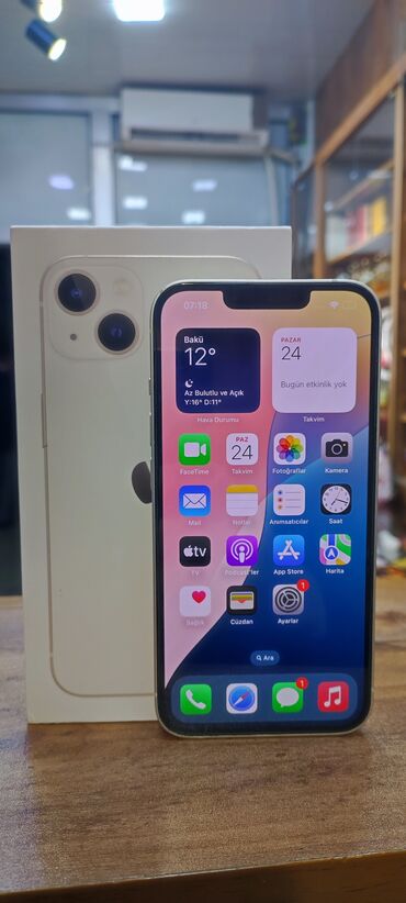 Apple iPhone: IPhone 13, 128 GB, White Titanium, Zəmanət, Face ID, Sənədlərlə