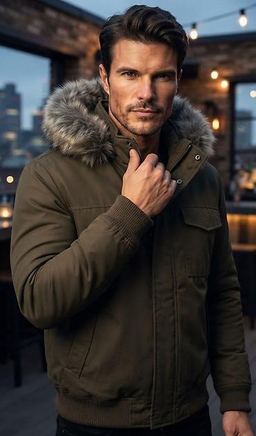 jakne canada goose: Muška zimska jakna s kapuljačom i veštačkim krznom - Model — 1