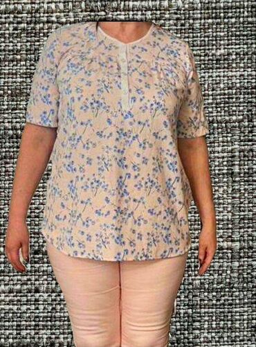женские летние блузки цветочный принт: Блузка летняя, размер 52, отлично смотрится с джинсиками - б/у