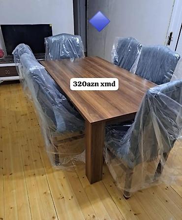stol stul sumqayit: Qonaq otağı üçün, Yeni, Açılmayan, Dördbucaq masa, 6 stul — 1