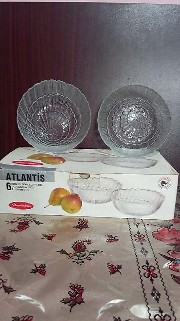 Digər dəstlər və servizlər: Kəsma naxışlı şüşə qab dəsti - 2 ədəd dərin şirniyyat/meyvə qabı – — 12