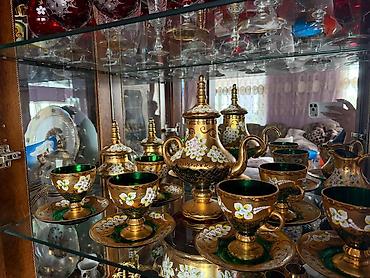 caydan: Çay dəsti, rəng - Qızılı, Şüşə — 1