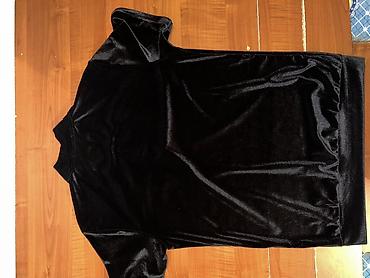 mexmer parca: Qara qısaqol kişi köynəyi - Material: məxmər tipli yumşaq, parıltılı — 2