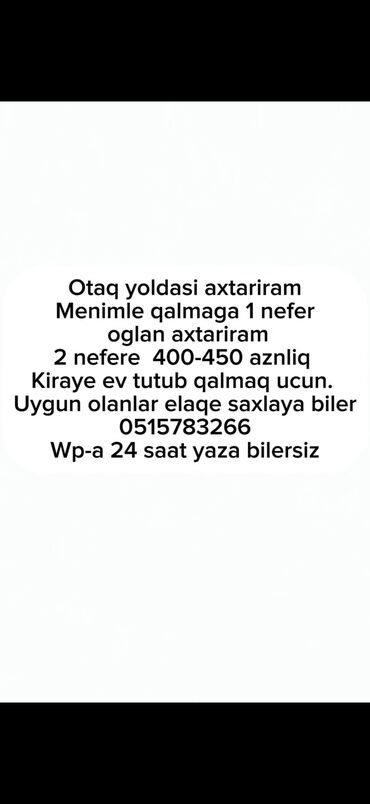 zefer bayrami sekilleri: Otaq yoldasi axtariram 2 nefere 400-450 aznliq Kiraye ev tutub