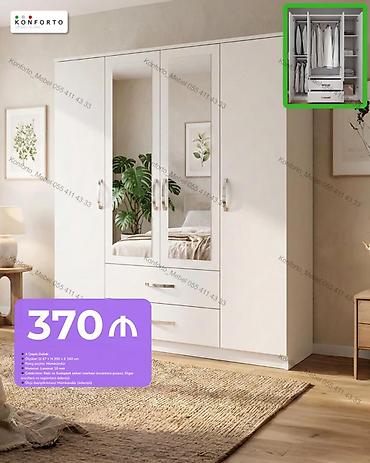 4 qapılı geyim dolabı - Ölçülər: dərinlik 47 sm × hündürlük 200 sm ×