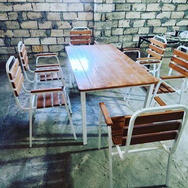 Bağ, çöl masa və oturacaq dəstləri: Yeni, Dördbucaq masa, 4 stul, Açılmayan, Stullar ilə, Taxta, Azərbaycan — 9